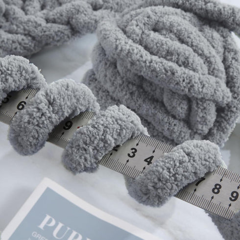 HOMBYS Light Grey Chunky Chenille Yarn for Crocheting, Bulky Thick Fluffy Yarn for Knitting,Super Bulky Chunky Yarn for Hand Knitting Blanket, Sof...