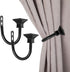 Sumnacon Set of 2 Curtain Holdbacks, Wall Mounted Aluminum Alloy Window Drapery Tiebacks for Bedroom, Livingroom Office Come with Screws, Black...