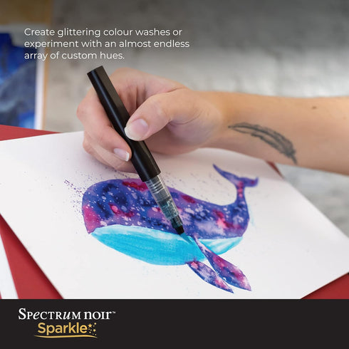 Spectrum Noir Sparkle Water-Based Fine Micro-Pigment Markers - Pack of 3 - Includes Flexible Brush Nib (Soft Pastels)...