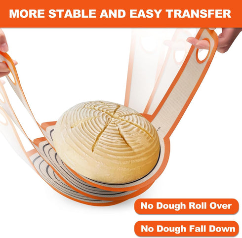 Silicone Bread Sling Oval and Round - Non-Stick & Easy Clean Reusable Oval Silicone Baking Mat for dutch oven. With Long Handles Sourdough Bread B...