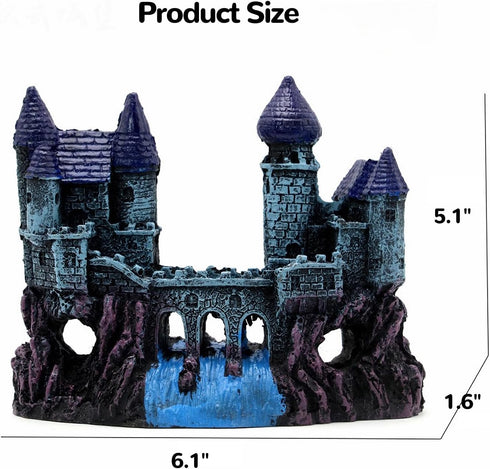 J-star Fish Tank Decorations, Aquarium Decorations Castle, Landscape Ornament Rock Resin Decoration, Safe for Freshwater and Saltwater - Blue Cast...