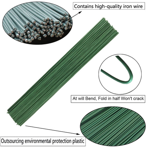 Pack of 50, Diameter 2mm Dark Green Paper Wrapped Floral stem Wire 16 Inch Floral Stem Wire - DIY Bouquet Stem Wrapping and Crafts...