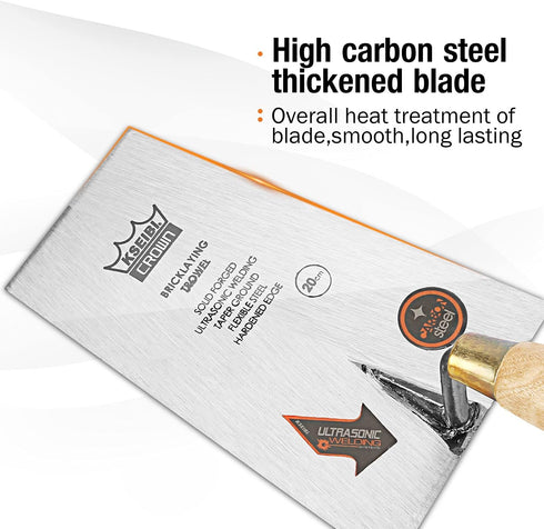 KSEIBI 281380 Narrow Bucket Brick Trowel Wooden Handle Square Tip Bricklaying Trowel (8Inch-200mm)...