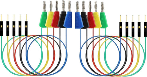 10 PCS Stackable Banana Plug to Jumper Wire | Binding Post to Solderless Breadboard Jumper Wire | 22 AWG Copper Core Soft Silicone Flexible Wire T...