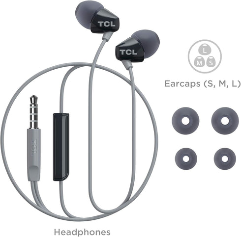 TCL SOCL100BK Socl 100 in-Ear Earbuds Wired Headphone with Passive Noise Isolation and Built-in Mic - Phantom Black...