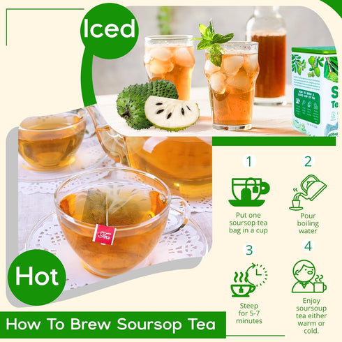 30 Pure Soursop Leaves Tea Bags, Natural Soursop Graviola Leaves Teabag, Handmade Made of Premium Guanabana Leaves, Pleasant Taste Natural Flavor,...