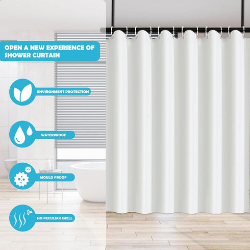 Small Shower Curtain Liner Ipx4 Waterproof, Soft Narrow Stall 47x71 Inch,RV Travel Trailer - Camper Shower Curtain with 8 Hooks and 4 Bottom Magne...