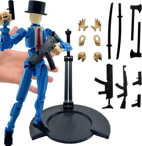 3D Printed 8.13-inch Action Figure Dummy-Mici20, Full Body Mechanical Movable Toy, Multiple Accessories, Desk Decoration (3 HandsType, Bracket, We...