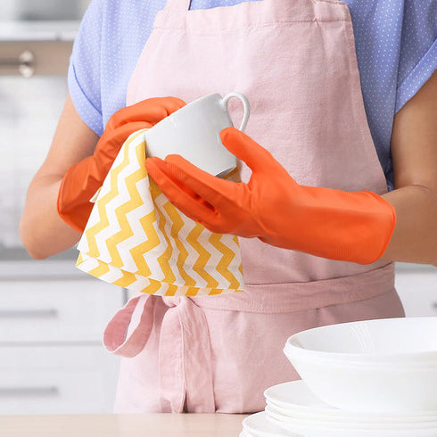Cleanbear Household Cleaning Gloves, Reusable Latex Free Cleaning Gloves without Lining, 3 Colors 3 Pairs, Medium, 12 Inches...