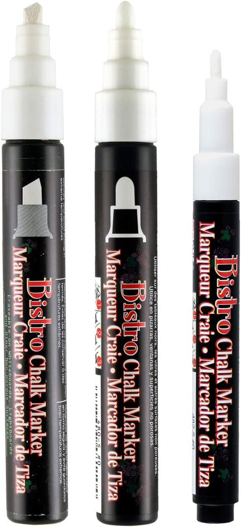 UCHIDA 48023-3A Bistro Chalk Marker, 3 Tip Sizes, White...