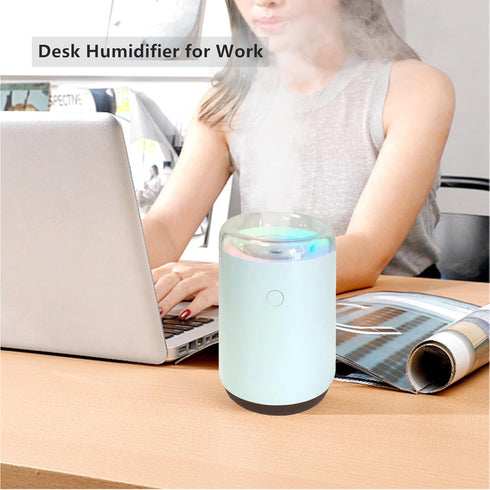Portable Mini Humidifier 220ml, Colorful Light Mini Humidifier Max 40ml/h Nano Cool Mist Spray, 2 Light Mode Quiet Personal Ultrasonic Humidifier ...