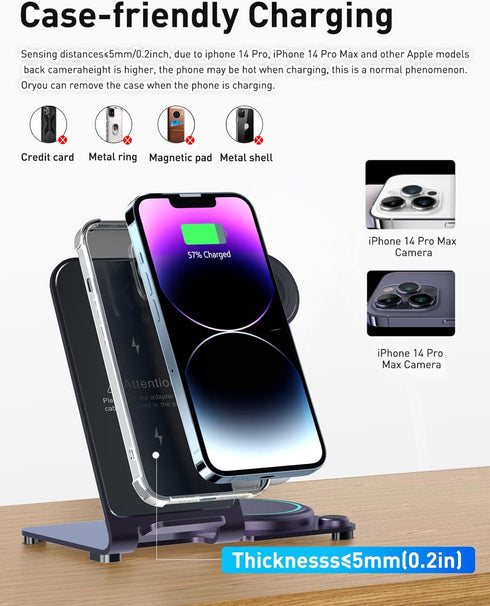 3 in 1 Charging Station Apple Purple - Mlfsaier ???????????????? ?????????? Multiple Fast Wireless Charger Stand for Apple Watch & Airpods iPhone ...