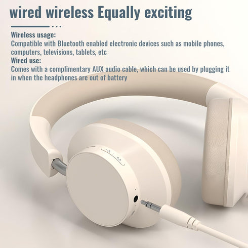 Over Ear Headphones with Mic, 50 Hours Play Time Wireless Bluetooth Headphones with Deep Bass, Stretchable Headphones with HiFi Audio for phone/TV...