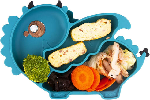 Silicone Suction Plate for Toddlers - Self Feeding Training Divided Plate Dish and Bowl for Baby and Toddler, Fits for Most Highchairs Trays (Dark...