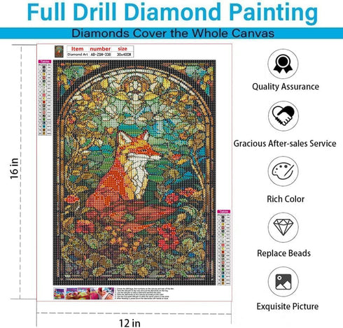 AIBOERL Diamond Painting Kits, foxes 5D DIY Full Drill Diamond Art Painting Kits for Adults, Seaside Diamond Painting Gem Art Craft for Home Wall ...