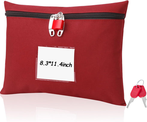 Cash Bag with Lock and 2 Keys Money Bag For Cash With Lock 11.4*8.3inch Money Bank Deposit Bag Money Bank Deposit Bag With Zipper Canvas Documents...