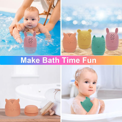 Gigilli Baby Bath Toys, Squeezable Silicone Bath Toys Water Table Spray Toys for Toddlers 6-12-18 Months, Non-Toxic Bathtub Toys for Infants Kids ...