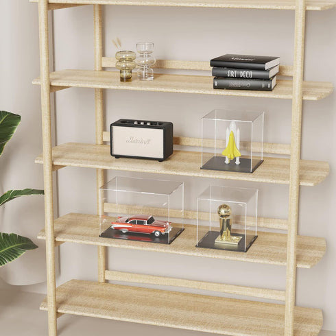 Acrylic Display Case, 4x4x4 Inch Cube Acrylic Boxes for Display, Clear Display Cases with Matte Black Base and Single-Piece Acrylic Box for Softba...