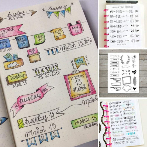Journal Stencil Set for Dotted Journals, Journalling Supplies/Accessories Kit Includes Daily/Weekly/Monthly Calendars, Icon, Chart, Numbers,Shape...