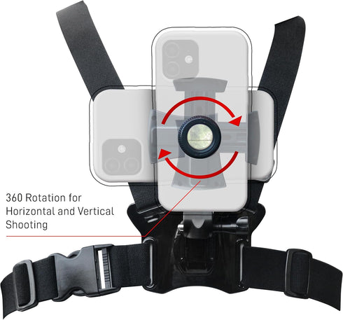 – Smartphone Chest Mount Universal Holder Compatible with iPhone and Samsung Phone Mount for Filming or Photos (360 Rotate)...