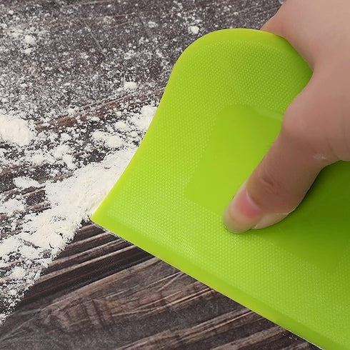 Dough Scraper Bowl Scraper Bread Cream Cake Pizza Cutter Bench Scraper- Flexible Plastic Multi-Function Kitchen tools, 2 Piece White-Green...