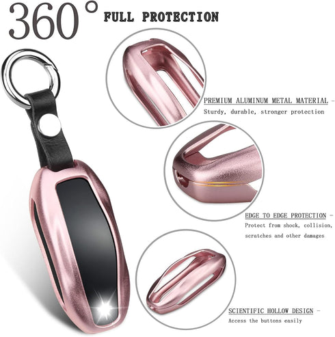 QBUC for Tesla Key Fob Cover with Keychain Compatible with Tesla Model S/3/Y Keyless Protection Case Smart Remote Accessory (Pink)...