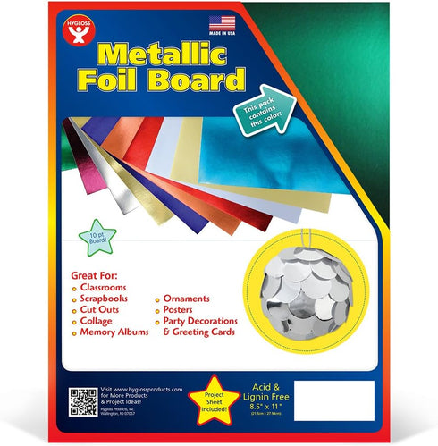 Hygloss Metallic Foil Board Stock Sheets Arts & Crafts, Classroom Activities & Card Making, 25 Pack, 8.5 x 11-Inch, Green, 8.5" x 11", 25 Count...