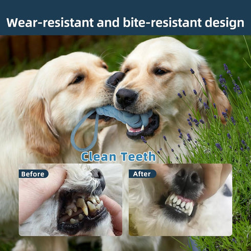 Pet Rope Toy, Dogs Aggressive Chewers Rope Toy for Small to Large Dogs, Puppy Teething Chew Pull Toy, Denim + Cotton, Tug of War Toys for Dogs (4 ...