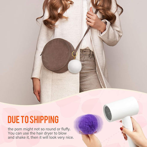 Hicarer 32 Pieces Pom Poms Keychains Fluffy Ball Faux Rabbit Fur Pompoms Keyring for Girls Women DIY Hats Shoes Bags Accessories...