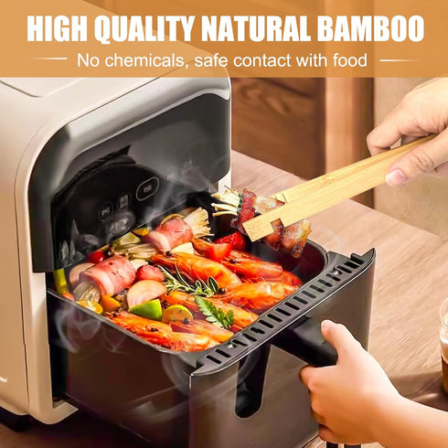 Walfos Bamboo Toaster Tongs - Wood Tongs For Cooking, Bamboo Tongs Ideal for Toaster, Fruits, Bread & Pickles, Kitchen Utensil For Cheese Bacon Mu...