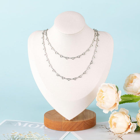 UMAOKANG 16.4 Feet Stainless Steel Jewelry Chain for Jewelry Making, Silver Heart Necklace Bracelet Chain Bulk Jewelry Supplies Findings...