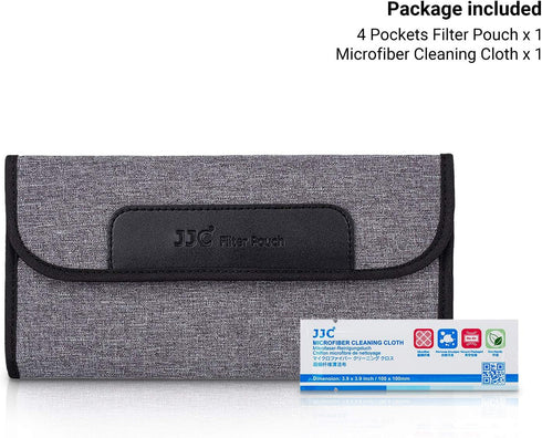JJC 4 Pockets Lens Filter Case for Filter Up to 82mm (37mm 40.5mm 43mm 46mm 49mm 52mm 55mm 58mm 62mm 67mm 72mm 77mm),Foldout Filter Pouch with Mic...