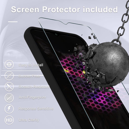 for Samsung Galaxy A15 5G Case, Silicone Phone Case with 1 Screen Protector, Soft Anti-Scratch Microfiber Lining, Full Body Shockproof Slim Cover,...