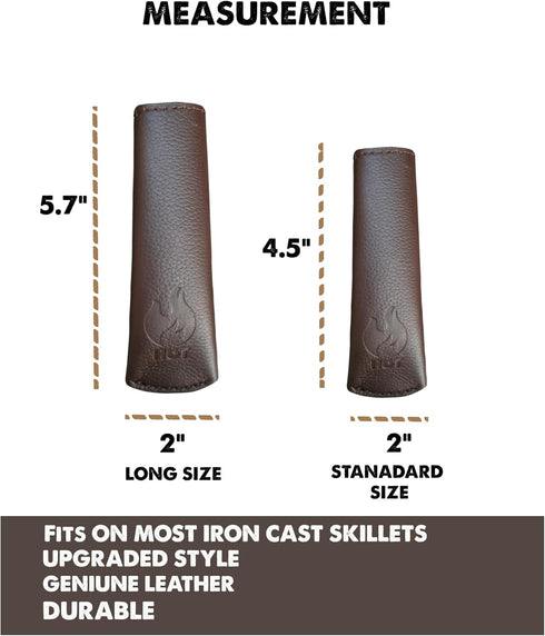 Leather Cast Iron Skillet Pan Handle Cover Thick Heat Resistant Leatherpan Handle Doubled Layer Handle Holder for Cast Iron Skillets & Pans (Handm...