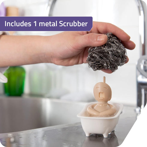 PELEG DESIGN - Soap Opera Sponge Holder for Kitchen Sink Cute & Funny Dish Scrubber Holder Kitchen Organizer- Includes 1 Metal Scrubber...