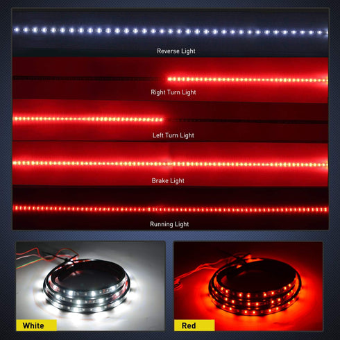 Nilight 48”/49” LED Tailgate Light Strip 90 LED Red/White for Running Light Brake / Turn Signal / Reverse Light?2 Years Warranty...