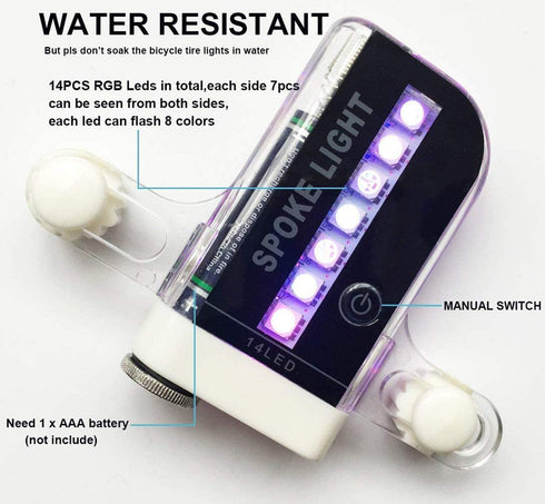 Bike Wheel Lights (2 Pack) - Waterproof LED Bicycle Spoke Lights Safety Tire Lights - Great Gift for Kids Adults - 30 Different Patterns Change - ...