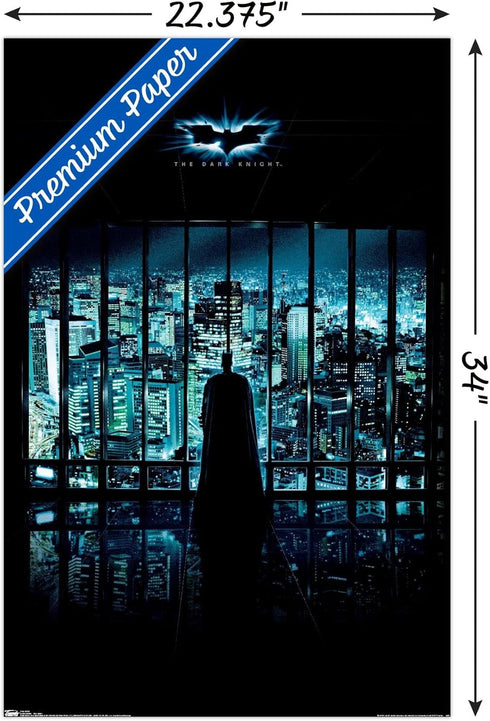 Trends International DC Comics Movie - The Dark Knight - Batman VIew Of The City One Sheet Wall Poster, 22.375" x 34", Premium Poster & Clip Bundl...