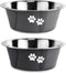 Stainless Steel Dog Bowls, Nonslip Rubber Bottom No Spill Proof Skid Metal Insulated Dog Bowls for Large Medium Small Breed Dogs (Grey, 3.6 Cups/2...