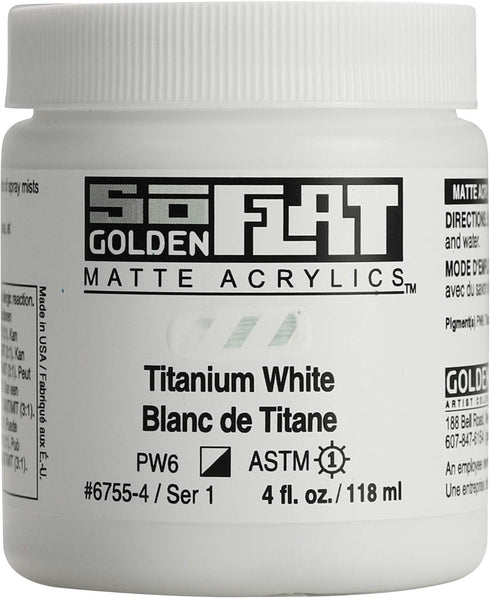 Golden SoFlat Acrylics, Titanium White (4 fl. oz./ 118 ml Jar)...
