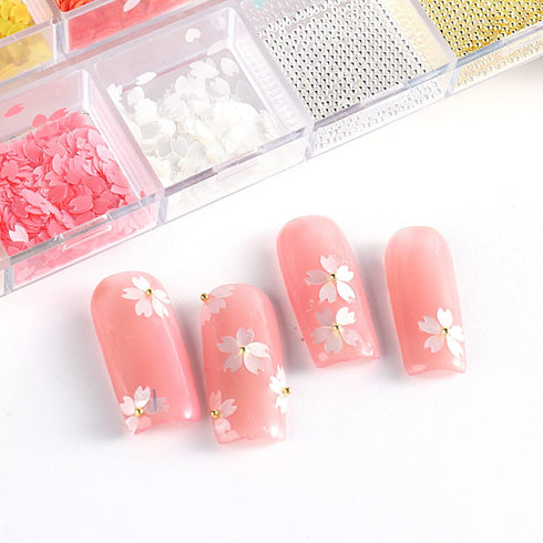 Flower Petals Glitter Nail Art Sequins, Mixed Floral Nail Flakes Beads Rhinestone Nail Art Design, 3D Flowers Acrylic Nails Supplies for Women Gir...
