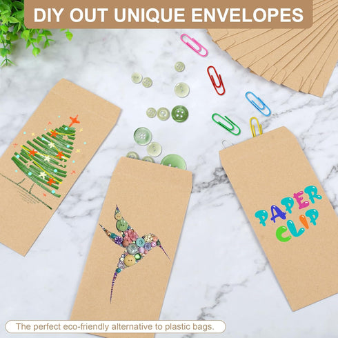 Joyberg 120 PCS Money Envelopes for Cash Kraft Paper, 6.5”x3.2” Small Cash Envelopes for Money Self-Adhesive, Money Saving Challenge Coin Envelope...