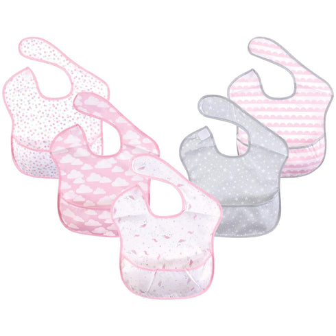 Hudson Baby Unisex Baby Waterproof Polyester Bibs, Magical Unicorn, Feeder...
