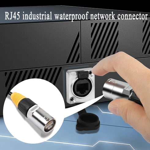 QIANRENON RJ45 Waterproof Network Connector CAT6 RJ45 Panel Mount Outdoor Waterproof Adapter RJ45 Industrial Network Coupler Assembly,Waterproof I...