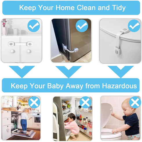 Fursafe&Q Baby Cabinet Locks, Child Safety Cabinet Proofing -Child Safety Strap Locks Adhesive Drawer Fridge Ovens Door Toilet Latches No Drill Mu...