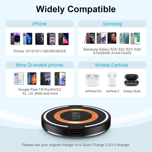 Android Wireless Charger Magnetic Fast Charging Stations Pad Car Phone Charger for iPhone 15 14 13 12,Google Pixel 8 Pro 7 Samsung Wireless Charge...