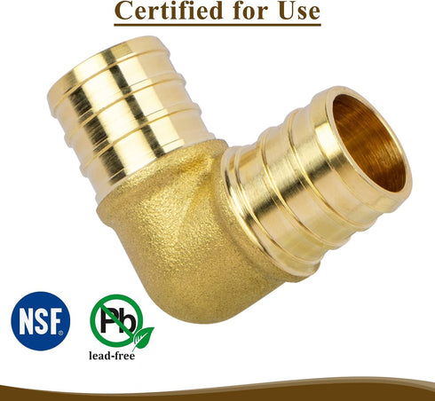 JUWO 1/2" Pex Fitting, 25 Pack PEX Elbow 90 Degree for Plumbing Repairs, Sturdy and Durable Brass Crimp Fitting...