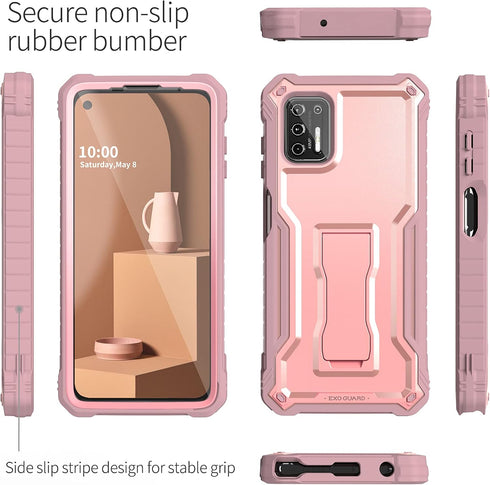 ExoGuard for Moto G Stylus 2021 Case, Rubber Shockproof Full-Body Cover Case Built-in Screen Protector and Kickstand Compatible with Moto G Stylus...