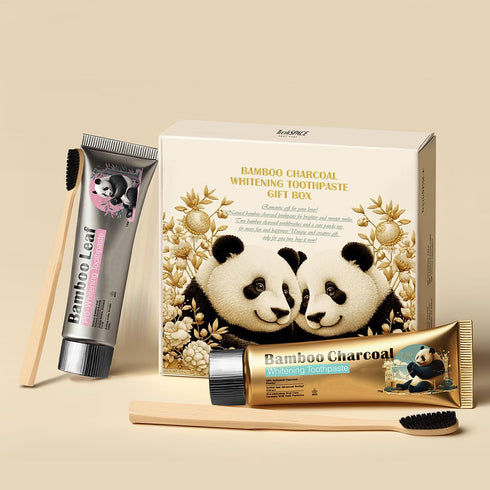 Panda Toothpaste 5-in-1 Contains One Bamboo Charcoal Toothpaste + One Bamboo Leaf Toothpaste?Two Bamboo Toothbrushes?and One Panda Doll. (15.34 Oz...