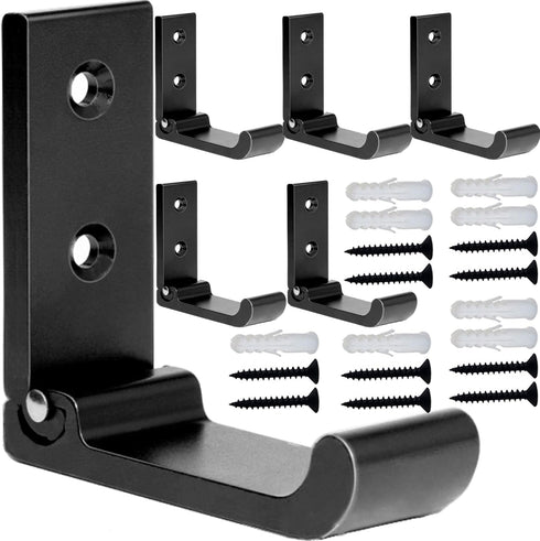 6PCS Folding Coat Hooks, Matte Black Wall Hooks for Hanging Coats Bathroom Towel Hooks Hardware Heavy Duty Aluminum Alloy Robe Hooks Wall Mounted ...